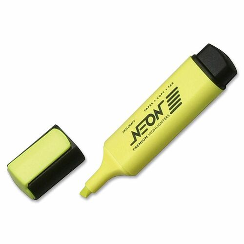 Highlighter,Chisel Tip,Flat,Pocket Clip,12/DZ,Neon Yellow