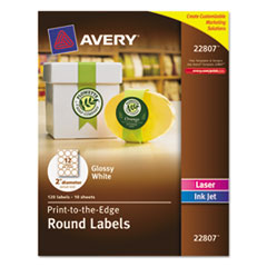 Labels, Oval, 2", 120 Labels/PK, Glossy White