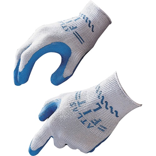 Safety Gloves, Natural Rubber, Medium, Blue/Gray