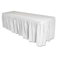 Table Skirting, Pleated Polyester, 29"x14 ft., White