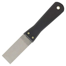 Putty Knife, Stiff Blade, Plastic Handle, 1-1/4", Black