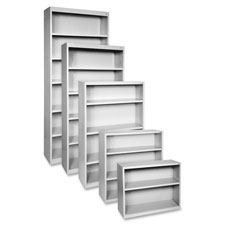 Steel Bookcase, 6-Shelf, 34-1/2"x13"x82", Light Gray