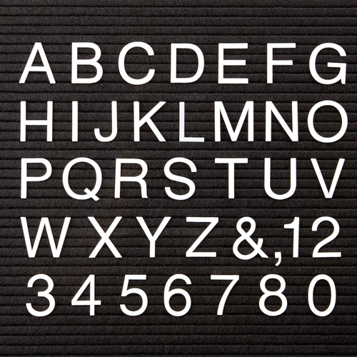 Felt Message Letters, Helvetica, 1/2", 300/ST, White