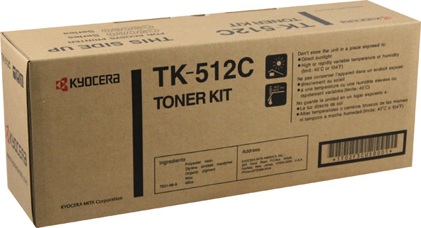 Genuine OEM Kyocera Mita TK-512C Cyan Laser Toner Cartridge (8000 page yield)