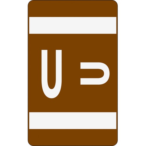 Color Coded Label, "U", 100/PK, Dark Brown