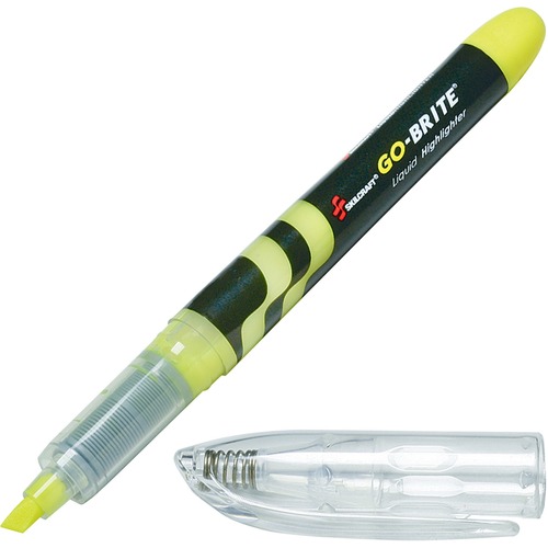 Highlighter, Water-based, 6/BX, Fluorescent Yellow