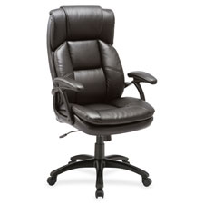 Leather Hi-Back Chair, 27"x32"x44-1/2", BK
