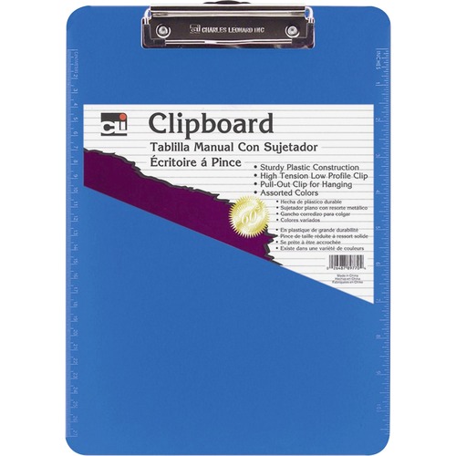 Plastic Clipboard, w/ Rubber Grip, Letter, Neon Blue