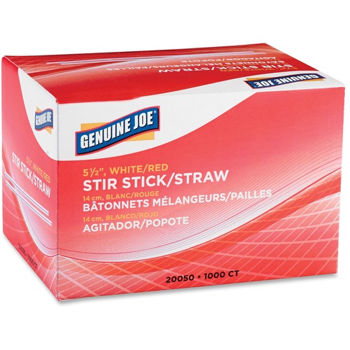 Stir Sticks/Straws, Plastic, F/Hot/Cold,1000/BX,5-1/2",WE/RD