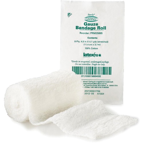 Gauze Bandage Roll, Sterile, 4-1/2"x4 Yards, 100/BX, White