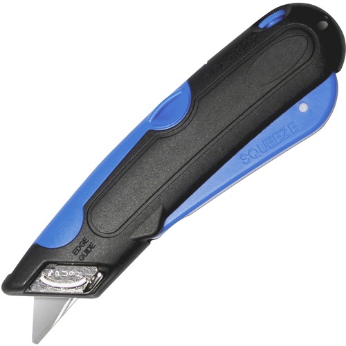 Self-Retracting Knife, Adjustable Blade, Blue/Black