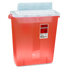 Biohazard Sharps Container W/Clear Lid, 3 Gallon, Red