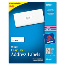 Address Label, Permanent, 1/2"x1-3/4", 300 Labels/PK, White