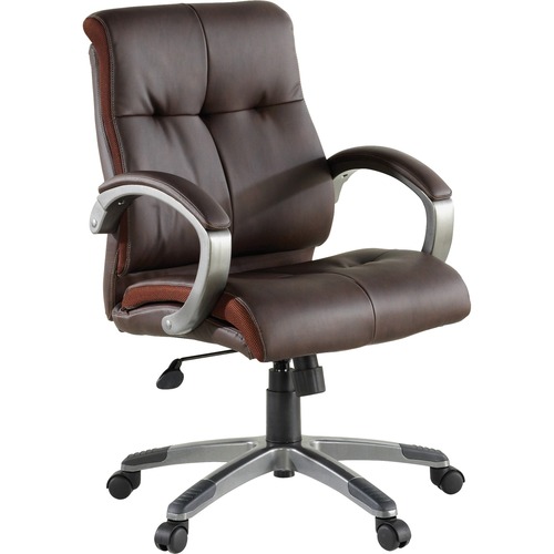 Executive Chair, Leather, Low-Back, 27"x32"x41", BN/Pewter