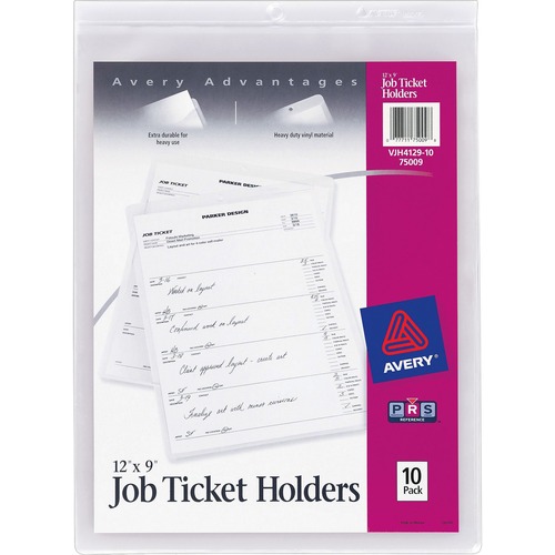 Job Ticket Holder, 9"x12", Heavy Weight, 10/PK, Vinyl/Clear