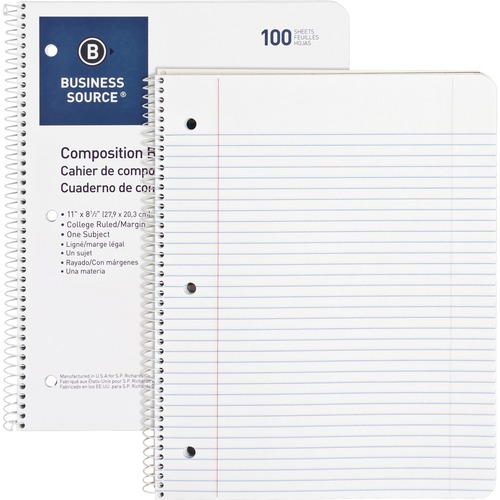 Wirebound Notebooks,3-Hole,Colg Rule,8-1/2"x11",100Shts,WE