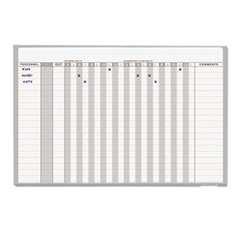 In/Out Dry-Erase Board, Horz, 17 Row, 36"x24", White