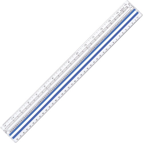 Computer Ruler, Magnifies, Metric, 15" Long, Acrylic, Clear