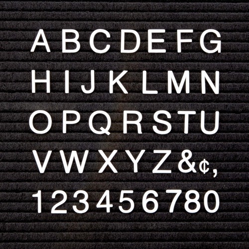 Felt Message Letters, Helvetica, 1", 300/ST, White