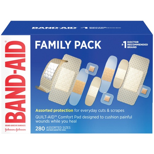 Band Aid Variety Pack, Wet Flex/Sheer, 280/BX, Assorted Size