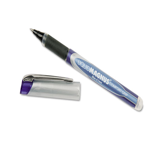 Roller Ball Pens, Comfort Grip, .7mm Fine Pt, Blue Ink
