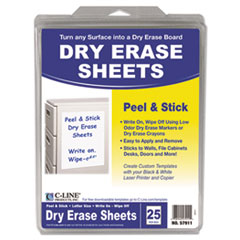 Dry-Erase Sheets, Self-Stick, 11"x8-1/2", 25/BX, White