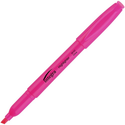 Pen Style Highlighter, Chisel Tip, 12/PK, Fluorescent Pink