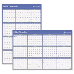 Erasable Wall Calendar,w/Marker,Jan-Dec,2-Sided,48"x32",Blue