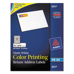 Color Inkjet Labels,Matte,Rectangle,3/4"x2-1/4",600/PK,WE