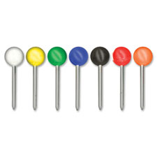 Round Map Tacks, 3/16" Head, 3/8" Long, 250/BX, Assorted