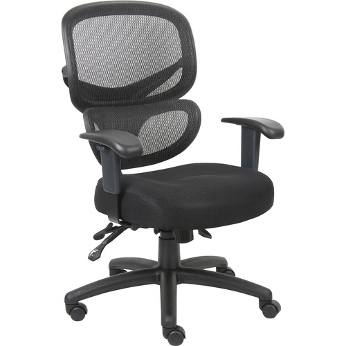 Mesh-Back Executive Chair, Fabric Seat, 27"x27"x40-1/2",BK