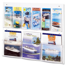 Magazine/Pamphlet Display,9 Pockets,28"x3"x23-1/2",Clear