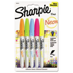 Sharpie Markers, Permanent, Fine Pt, 5/PK, Neon Assorted