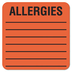 Allergy LabelS, 2"x2", 500LB/RL, Fluorescent Red