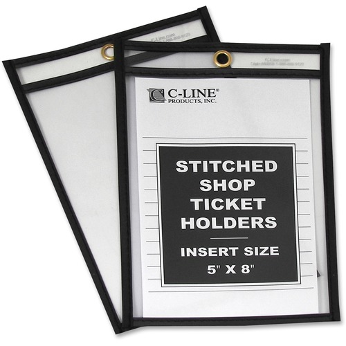 Shop Ticket Holder, Stitched, 5"x8", 25/BX, Clear Vinyl