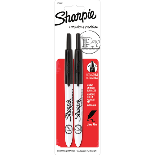 Sharpie Markers, Retractable, Ultra Fine, 2/PK, Black