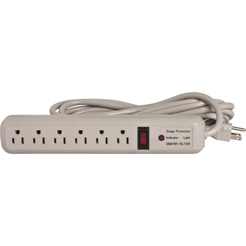 Strip Surge Protectors,1080 Joules,6 Outlets,15' Cord,Putty
