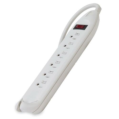 Powerstrip, w/ Sliding Covers, 6 Outlets, 12' Cord, Putty