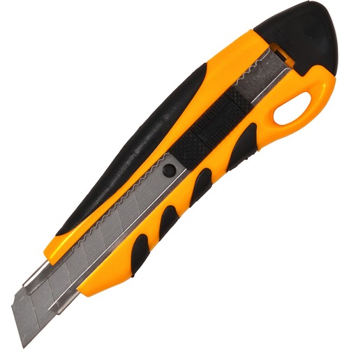 Heavy-Duty Utility Knife, PVC Grip, Plastic, Yellow/Black