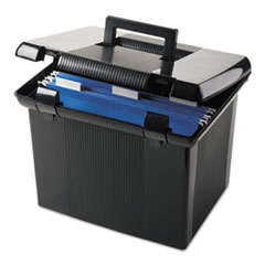 Portable File Box, w/Folders, Handle,13-3/4"x11-1/2"x11",BK