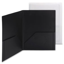 2-Pocket Folder,w/Security Pocket,Poly,LTR,5/PK,BK/CLR Front