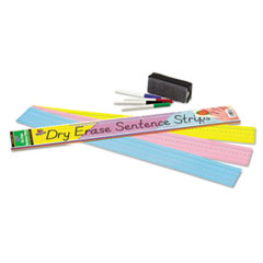 Dry-Erase Sentence Strips, 3"x24", 30/PK, Assorted