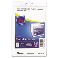 Removable Multipurpose Label,1"x1-1/2",500/PK,White
