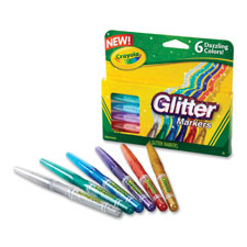Glitter Markers, 6 ct, Nontoxic, Assorted