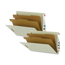 Classificatn Folders, Ltr, Recycled, 2 Div, 10/BX, GY Green