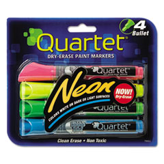 Dry-Erase Markers, Neon, Bullet Tip, 4/PK, AST