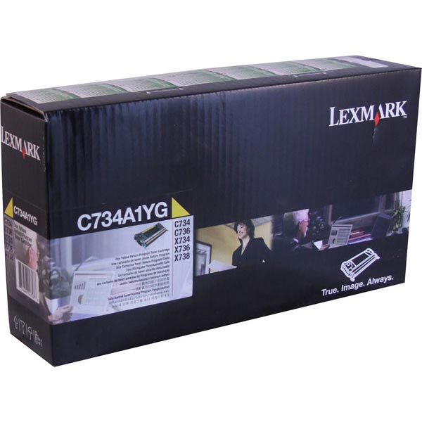 Genuine OEM Lexmark C734A1YG Yellow Toner Cartridge (6000 page yield)