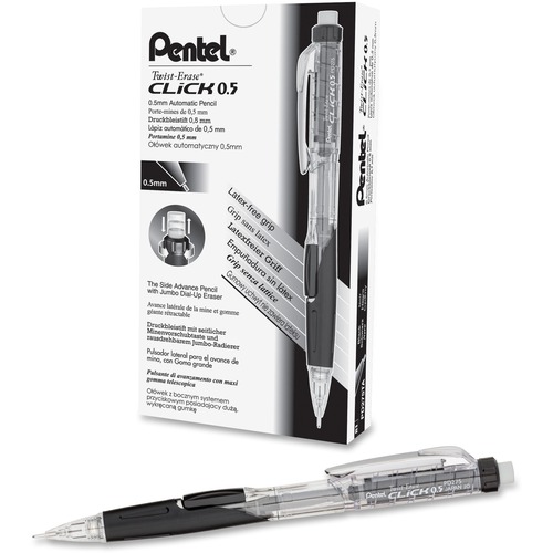 Mechanical Pencil,Refillable Lead/Eraser, 0.5mm,Black