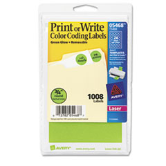 Removable Labels, 3/4" Round, 1008/PK, Green Neon