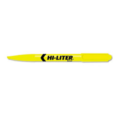 Pen Style Highlighter, Chisel Point, Fluorescent Yellow Ink